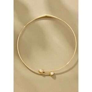 NWT Anthropologie Gold Crystal Open Collar Necklace